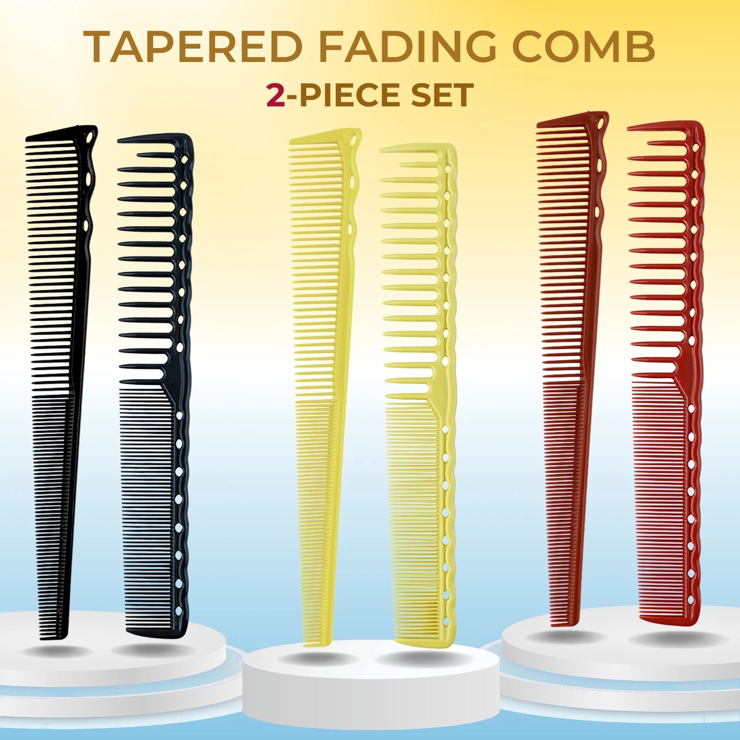 Professional Barbershop Dense Teeth Comb Set — Anti-Static Edge & Corner Comb for Flat Haircut & Styling