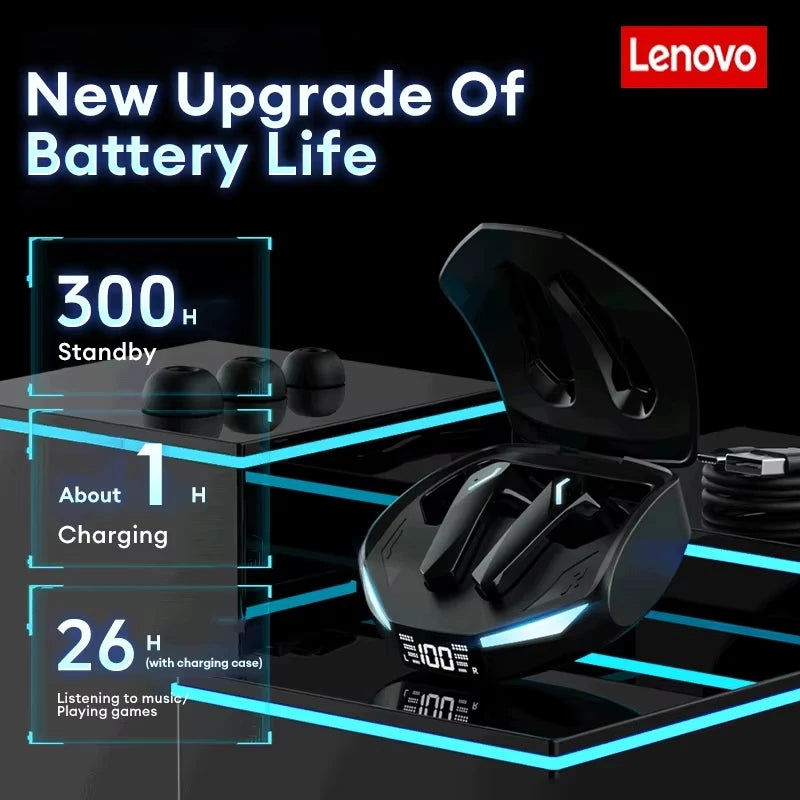 Lenovo XT53 Wireless Earbuds — Bluetooth 5.4, LED Display, Low Latency Gaming & Waterproof Design