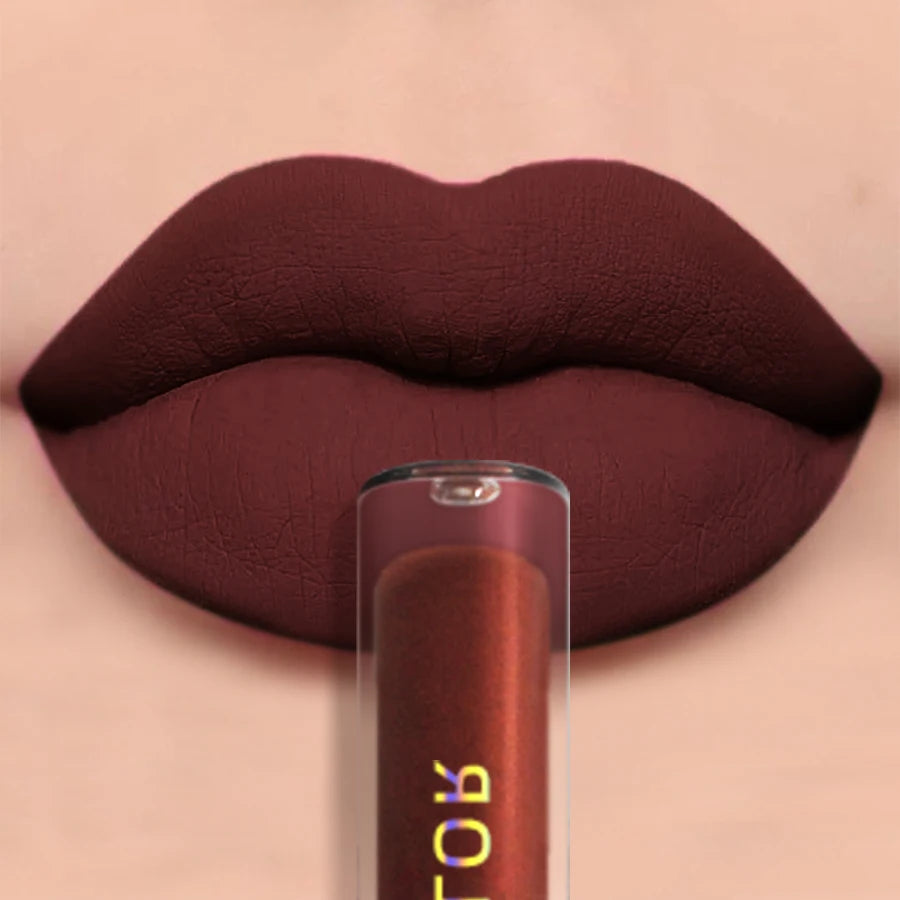19-Color Matte Velvet Liquid Lipstick — Waterproof Long-Lasting Lip Glaze in Nude, Red & Black Shades