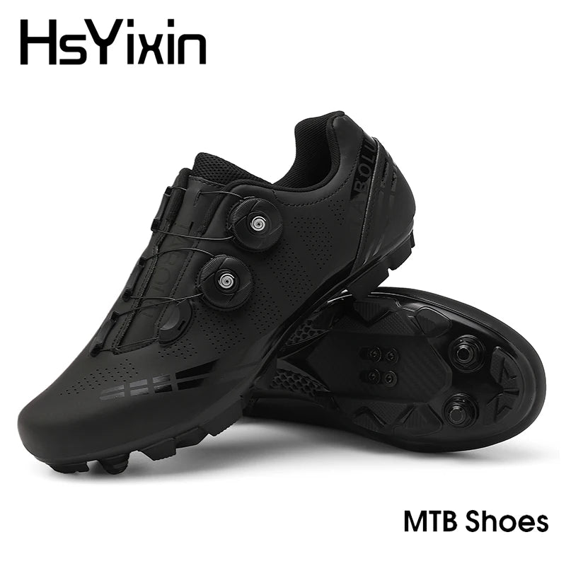 MTB Cycling Shoes with Self-Locking Cleats — Men's & Women's Road Bike Racing Bicycle Footwear