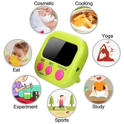 Magnetic LCD Digital Kitchen Timer — Countdown Cooking Timer & Alarm Clock for Home Kitchen