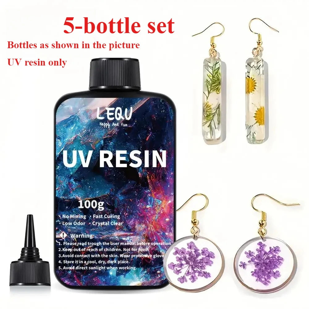 Crystal Clear DIY UV Resin — Hard UV-Curable Epoxy Resin for Crafts & Jewelry Making (100g / 300g / 500g)