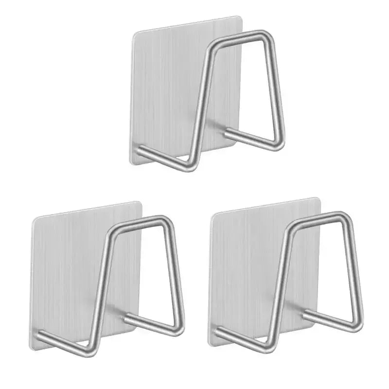 Self-Adhesive Kitchen Sink Sponge Holder — Stainless Steel Drain Drying Rack & Wall Hook Organizer