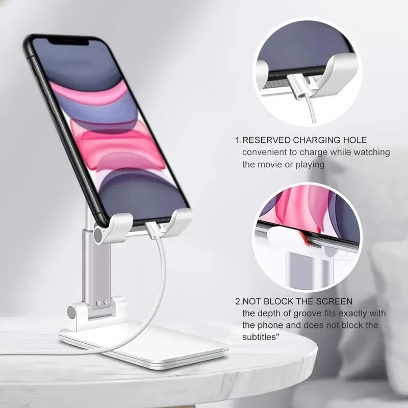 Adjustable Desktop Phone & Tablet Stand — Universal Desk Holder for iPhone, iPad & Xiaomi