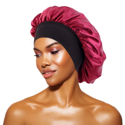 Women's Satin Sleep Bonnet — Wide-Brimmed Night Cap & Head Wrap with Elastic Band for Hair Care
