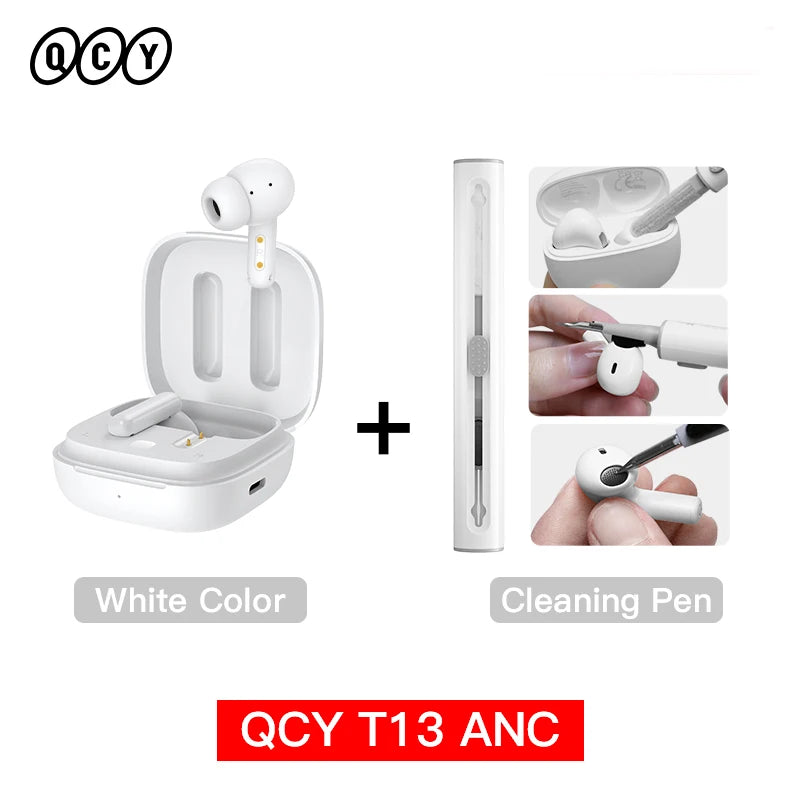 QCY T13 ANC Wireless Earbuds — Bluetooth 5.3, Active Noise Cancellation & 4-Mic ENC for Clear Calls