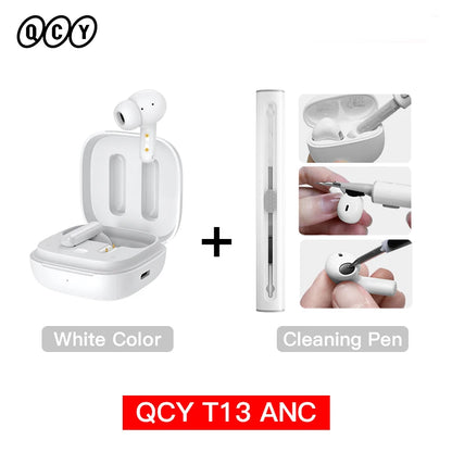 QCY T13 ANC Wireless Earbuds — Bluetooth 5.3, Active Noise Cancellation & 4-Mic ENC for Clear Calls