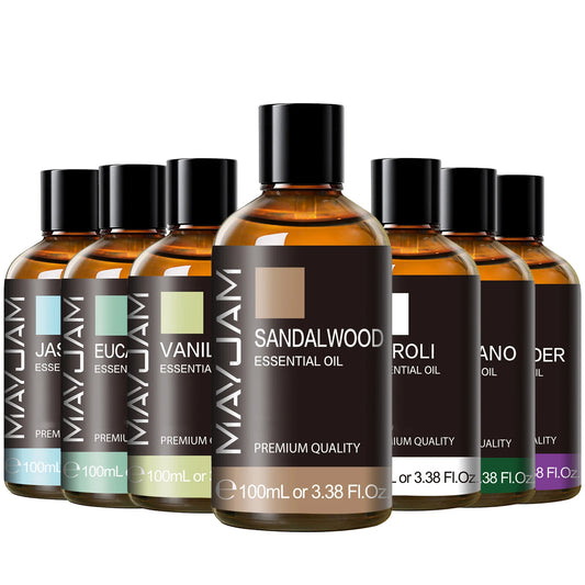 MAYJAM 100ml Essential Oil with Dropper — Sandalwood, Lavender, Eucalyptus & Vanilla Aroma Oil for Humidifier & Candle Burner