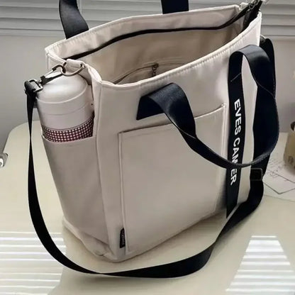 Nylon Waterproof Canvas Tote Bag — Large Capacity Casual Messenger Shoulder Bag for Women & Students
