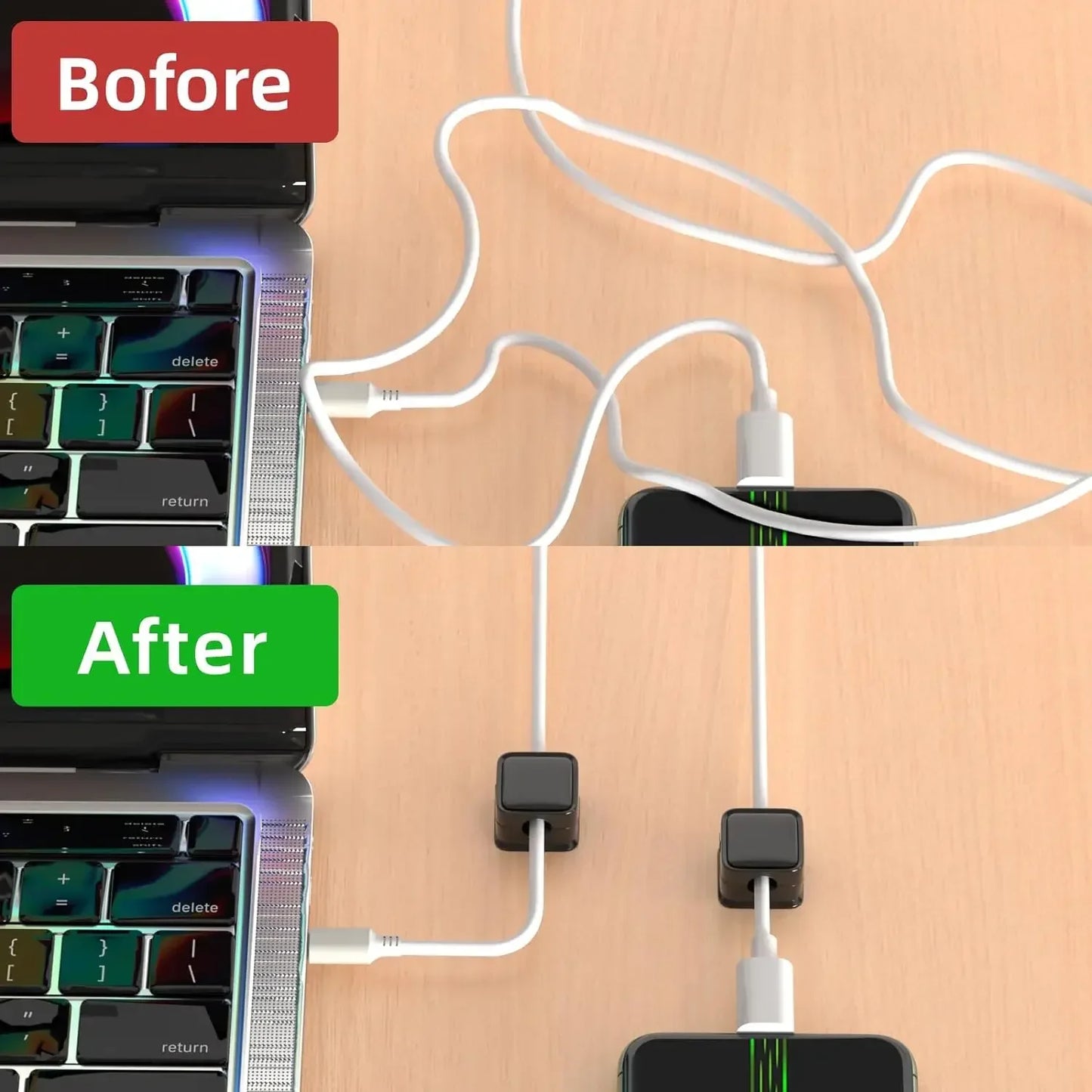 Magnetic Cable Clips — Adjustable Under-Desk Cord Holder & Cable Management Organizer (3-12 Pack)