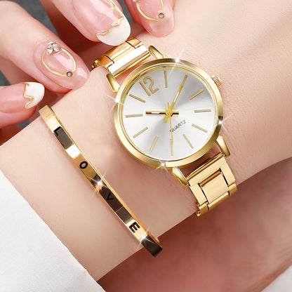 2-Piece Women’s Quartz Watch & Cuff Bracelet Set