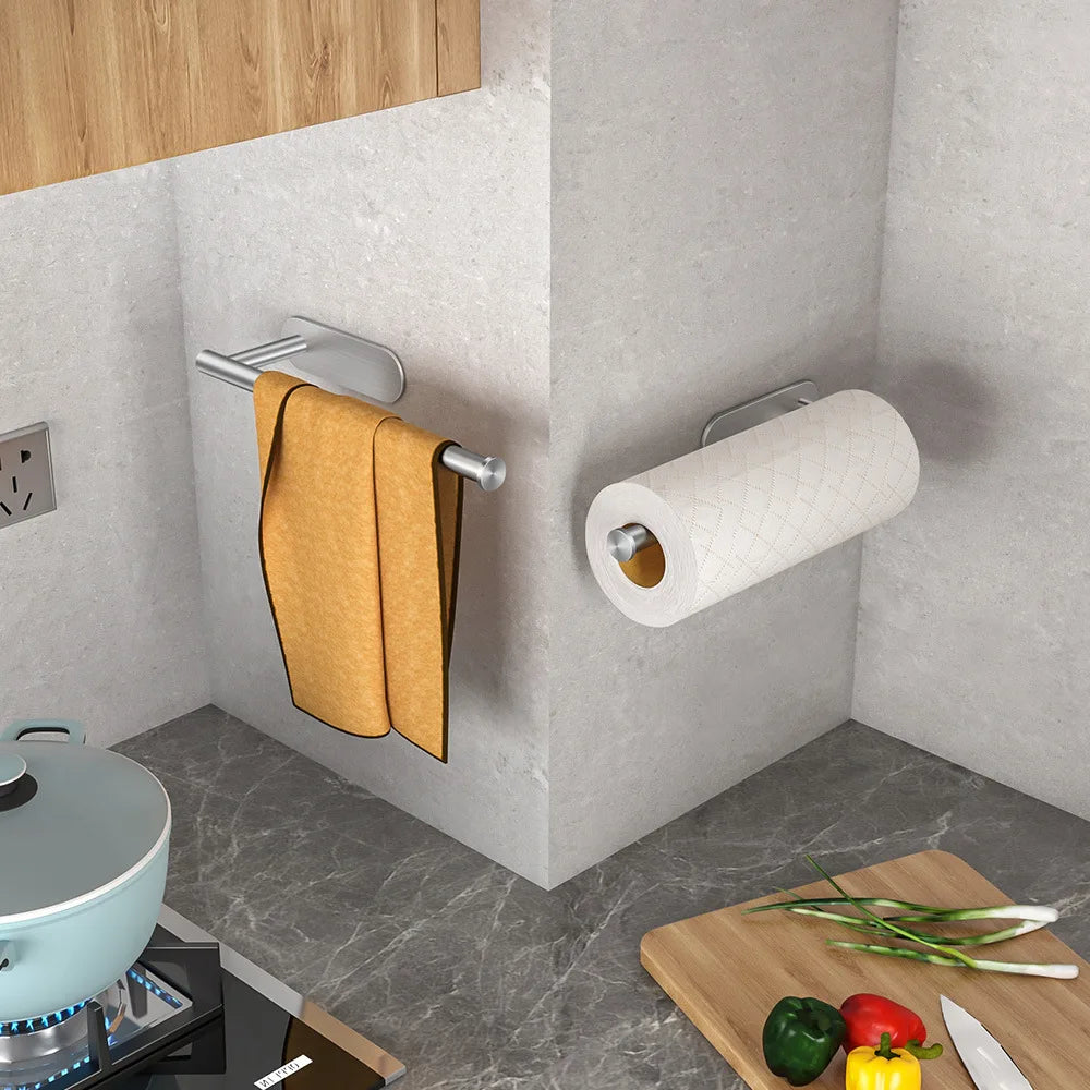 Stainless Steel Paper Towel Holder – Adhesive or Screw Mount