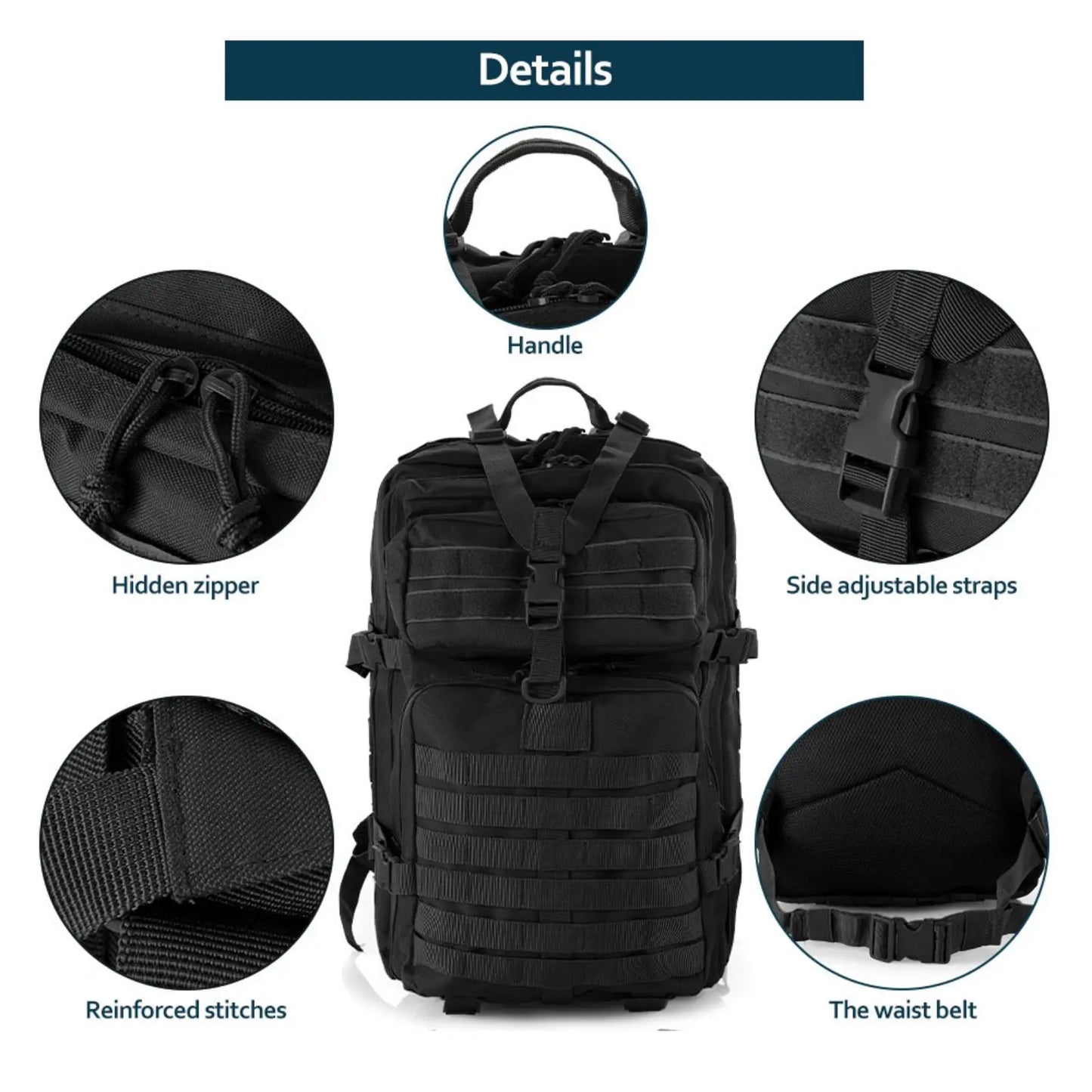 25L/50L Tactical Hiking Backpack — Waterproof Nylon Rucksack for Camping, Trekking, Fishing & Hunting