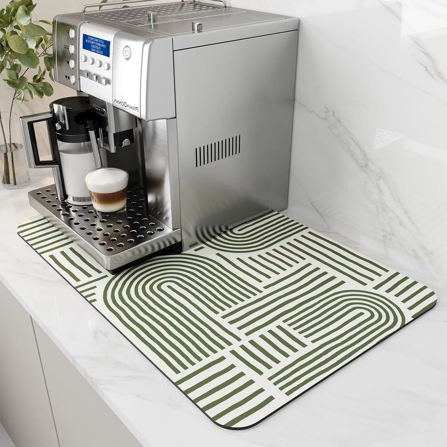 Anti-Slip Coffee Station Mat — Rubber-Backed Water-Absorbent Dish Drying & Drainage Pad for Kitchen Worktops
