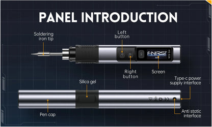 FNIRSI HS-02 Portable Soldering Iron — 100W PD, Adjustable 100-450°C Temperature & Fast Heating