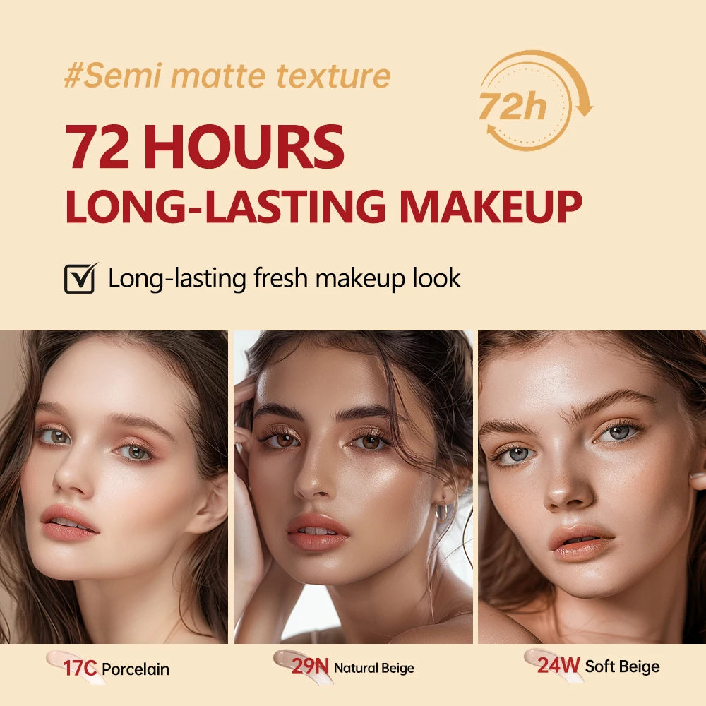 Sunscreen Cushion Foundation — Full Coverage Waterproof Long-Lasting Concealer & SPF Makeup