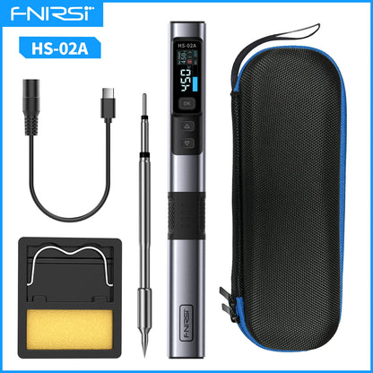 FNIRSI HS-02 Portable Soldering Iron — 100W PD, Adjustable 100-450°C Temperature & Fast Heating