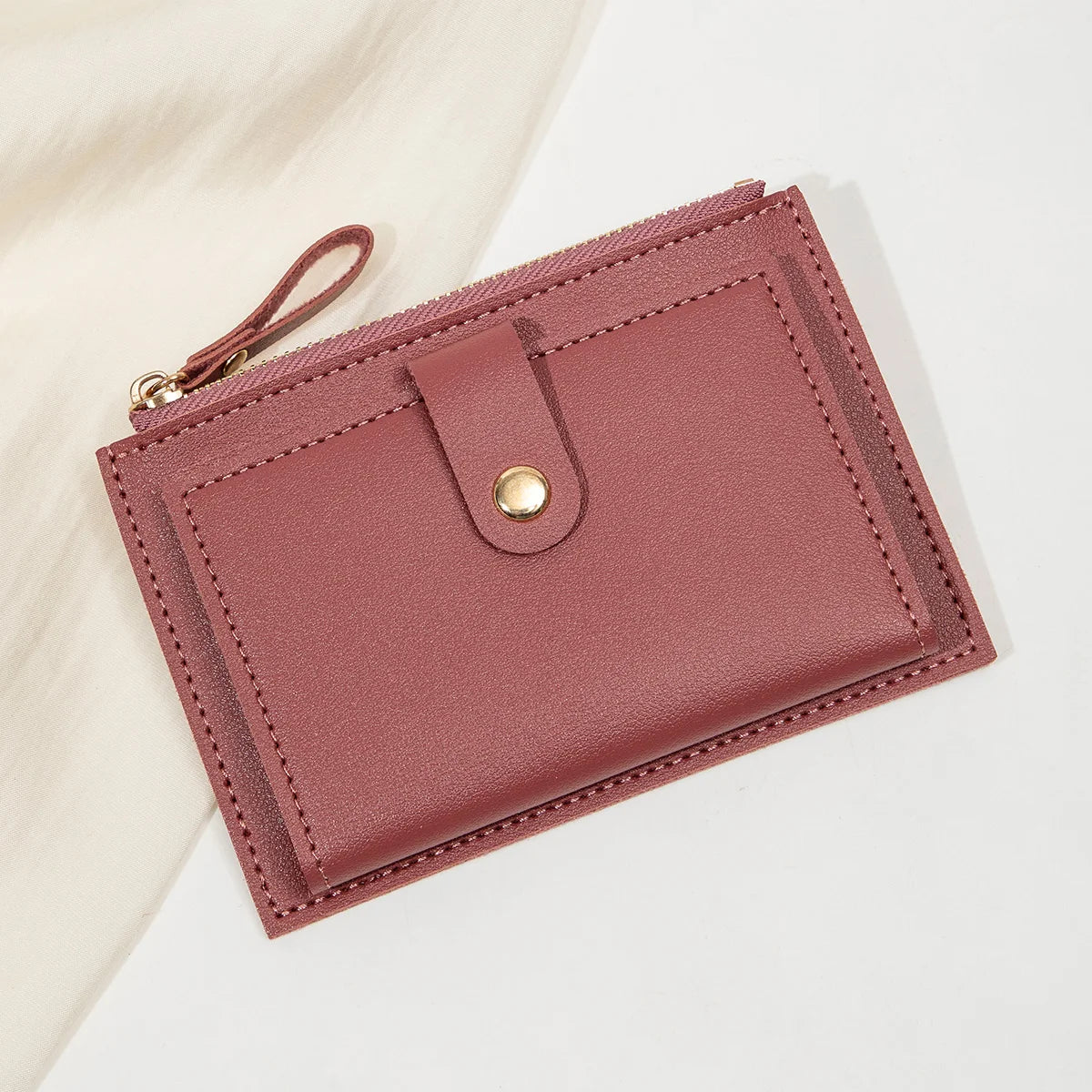 Women's Mini PU Leather Credit Card Holder Wallet — Ultra-Thin Minimalist Short Purse