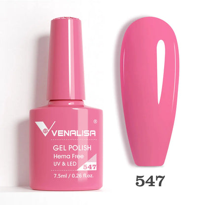 Venalisa HEMA-Free Glitter Gel Nail Polish — Full Coverage UV LED Soak-Off, Jelly Pink & Nude
