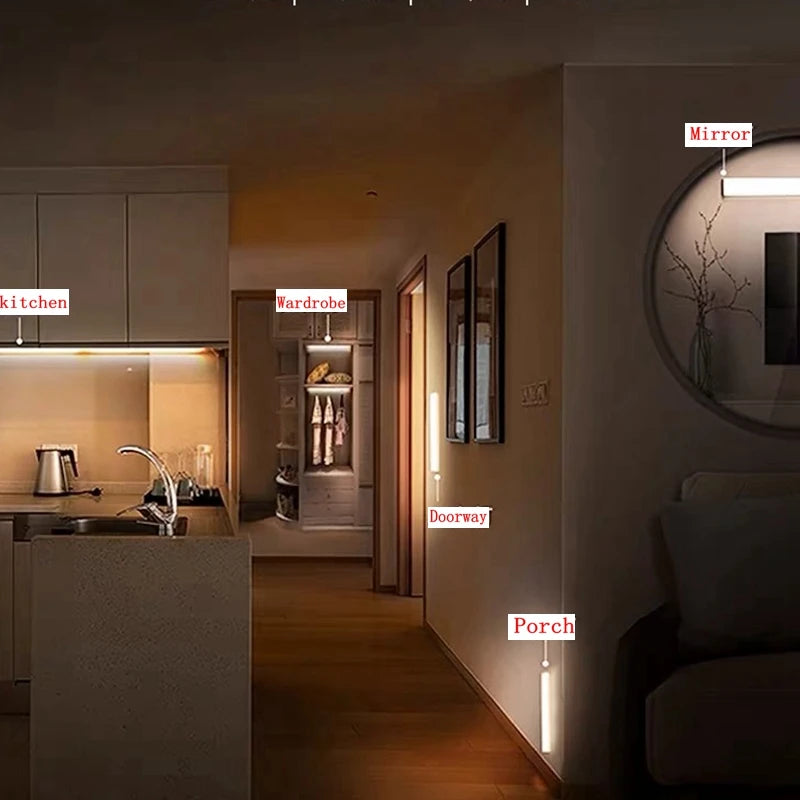 LED Motion Sensor Cabinet Light — USB Type-C Rechargeable Wireless Night Light for Kitchen, Wardrobe & Stairs