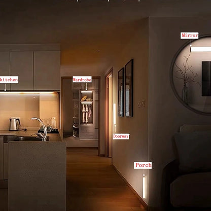LED Motion Sensor Cabinet Light — USB Type-C Rechargeable Wireless Night Light for Kitchen, Wardrobe & Stairs