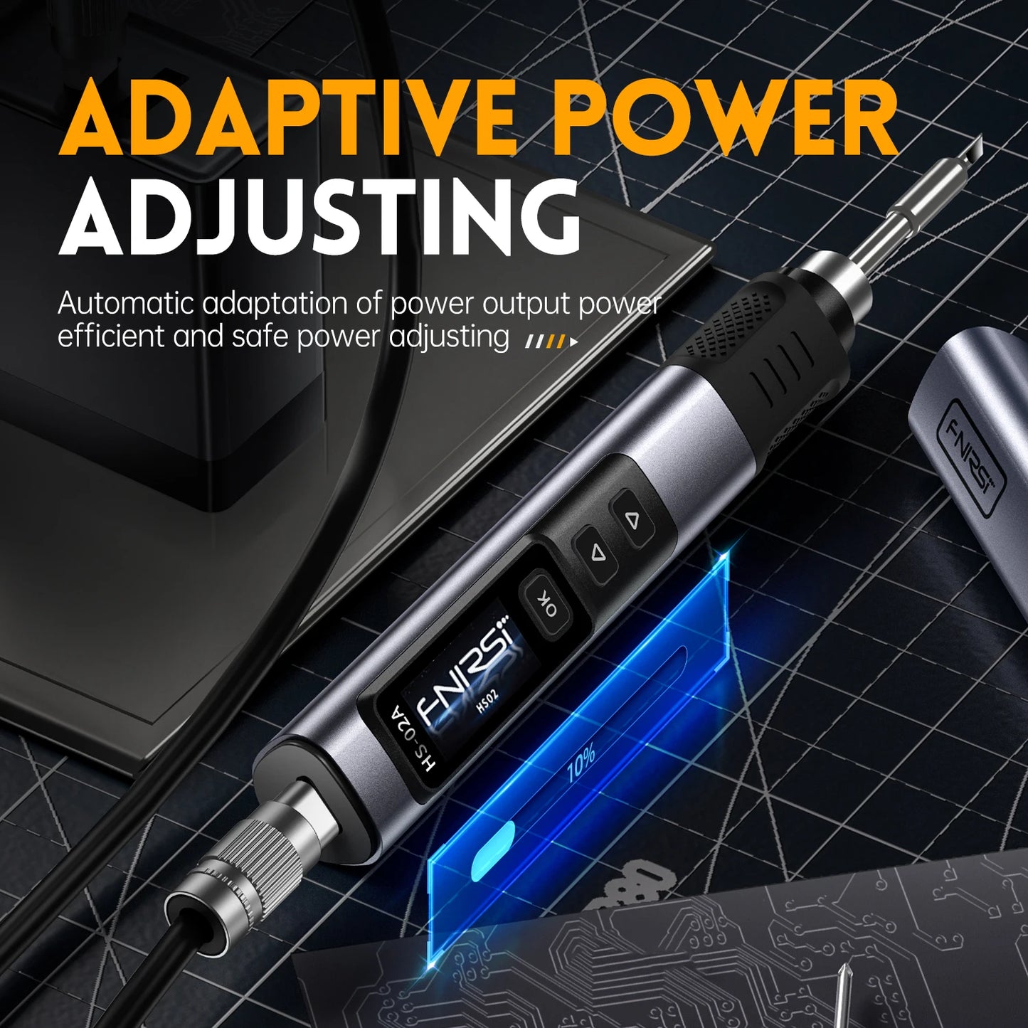 FNIRSI HS-02 Portable Soldering Iron — 100W PD, Adjustable 100-450°C Temperature & Fast Heating