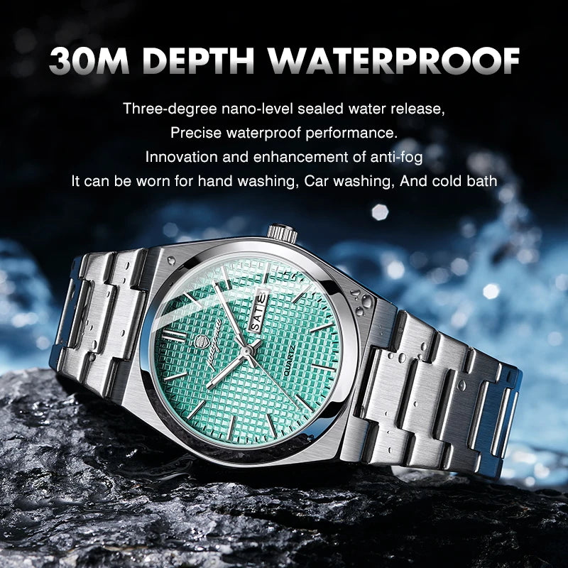 PAAZOMU Luxury Men's Chronograph Watch — Luminous Waterproof Quartz Watch with Date Display