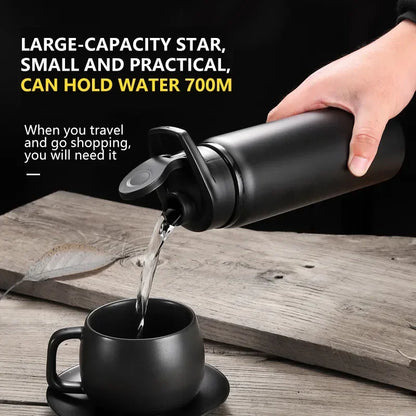 Metal Portable Aluminum Water Bottle — Leakproof Reusable Sports Bottle for Cycling, Hiking & Travel (600ml)