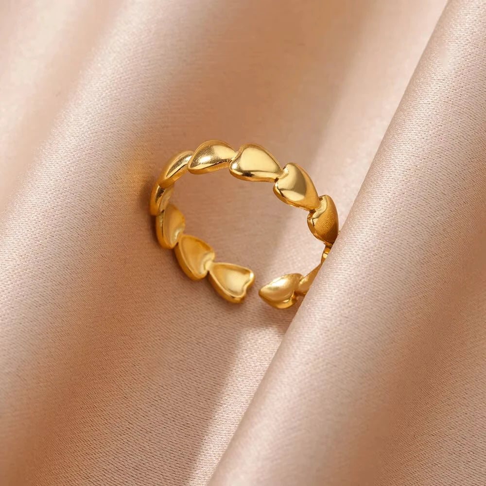 Adjustable 18K Gold-Plated Stainless Steel Zircon Ring – 30 Designs