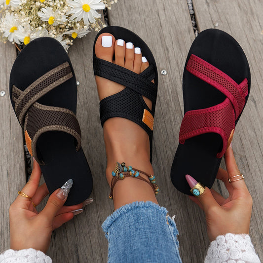 Sports-Style Mesh Breathable Women's Flat Sandals — Comfortable Skin-Friendly Indoor & Outdoor Sandals