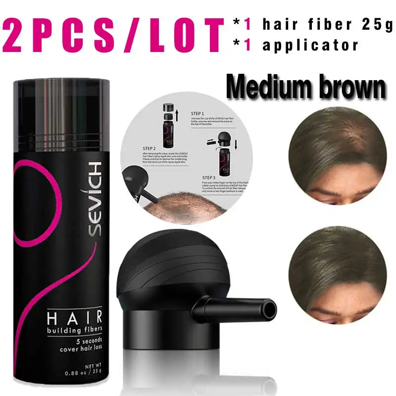 SEVICH Hair Building Fiber Set — Instant Volume & Coverage for Thinning Hair