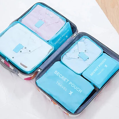 6-Piece Travel Storage Bag Set — Large Capacity Waterproof Luggage & Clothing Organizer with Zipper