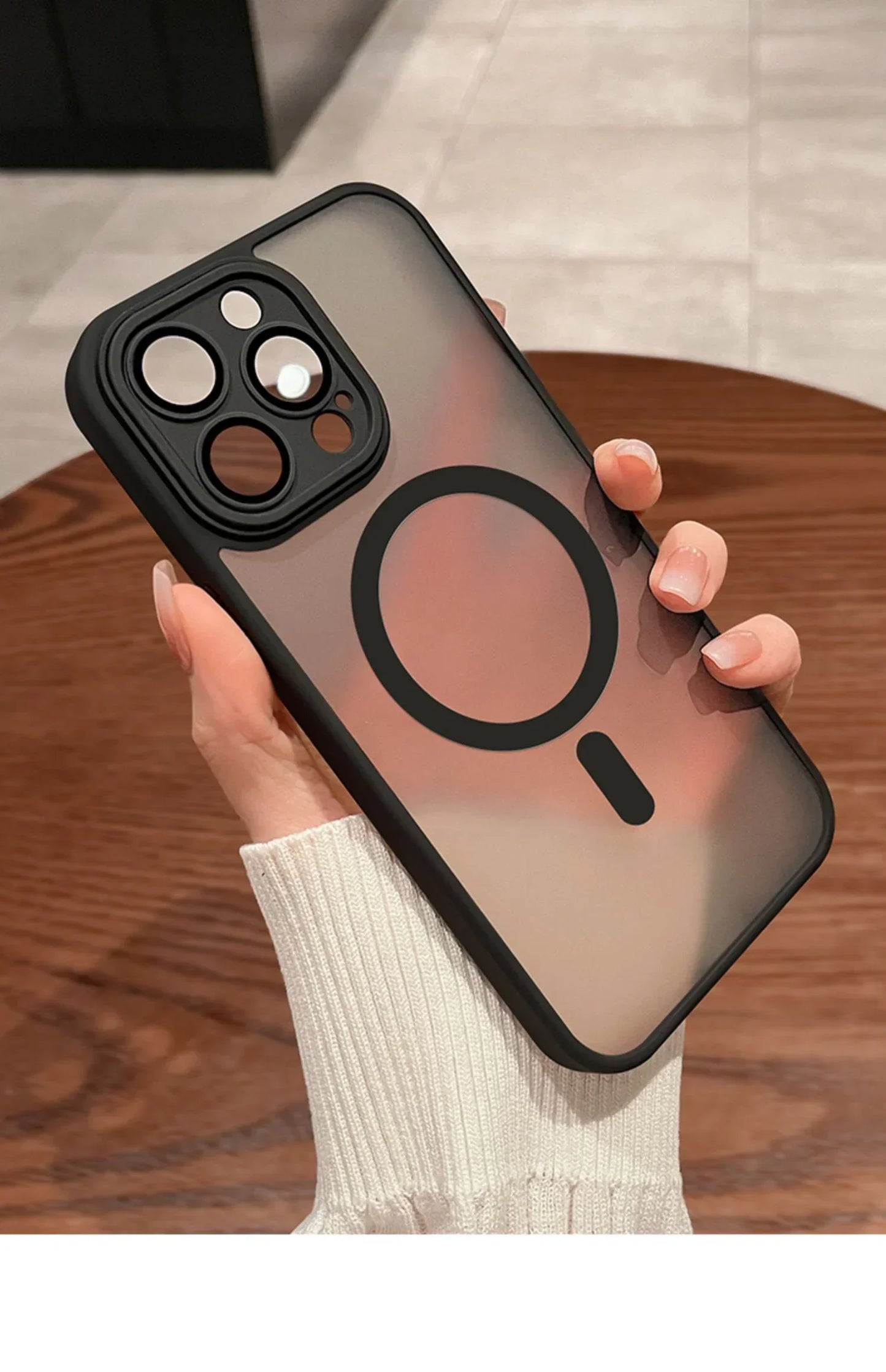 Magnetic Matte Translucent iPhone Case with Lens Protector — MagSafe Compatible, iPhone 11–17 Pro Max
