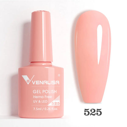 Venalisa HEMA-Free Glitter Gel Nail Polish — Full Coverage UV LED Soak-Off, Jelly Pink & Nude