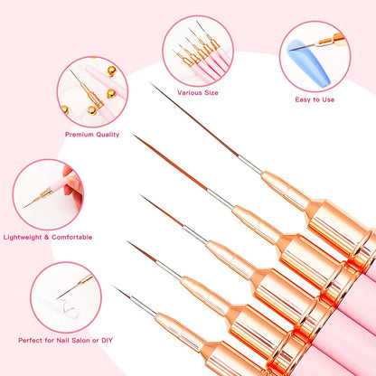 Nail Art Liner Brush Set – Four Colour Options
