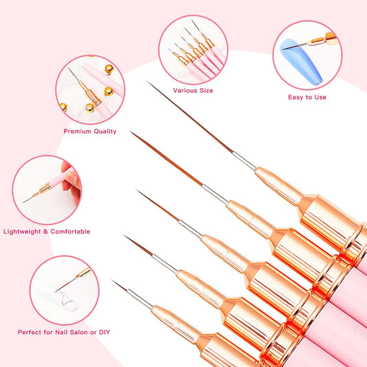 Nail Art Liner Brush Set – Four Colour Options