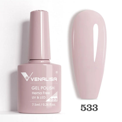 Venalisa HEMA-Free Glitter Gel Nail Polish — Full Coverage UV LED Soak-Off, Jelly Pink & Nude