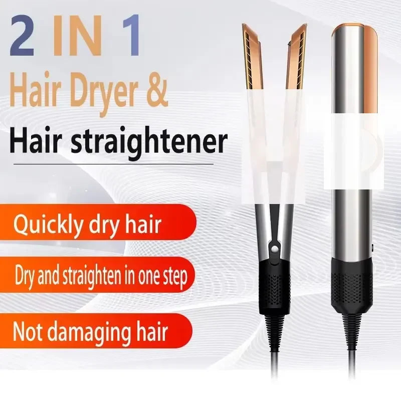 2-in-1 Negative Ion Hair Dryer & Straightener — Multi-Function Long-Lasting Styling Tool for Wet or Dry Hair