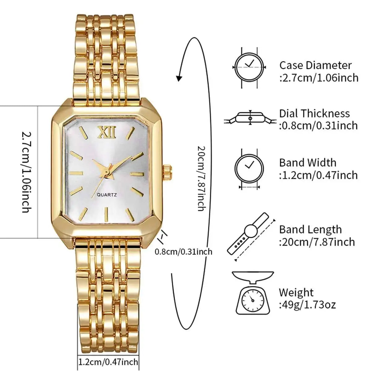 Women’s Rectangle Quartz Watch – Gold & Silver Styles