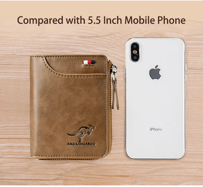 Men's RFID Luxury Leather Wallet — Business Card Holder, Zipper Coin Purse & Bifold