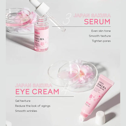 Sakura 6-Piece Skincare Gift Set — Face Cream, Serum, Toner, Cleanser, Sunscreen & Eye Cream
