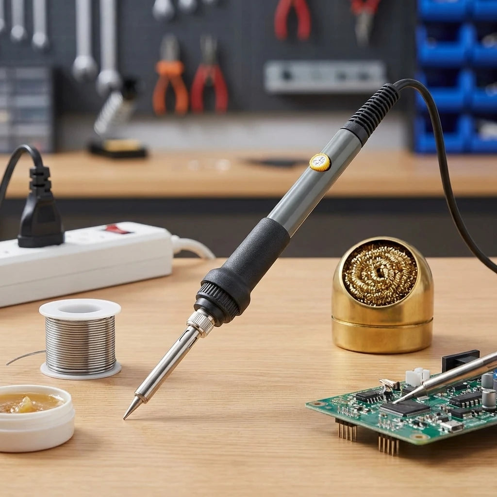 60W Adjustable Temperature Electric Soldering Iron — EU Plug Welding Rework Station & DIY Repair Tool