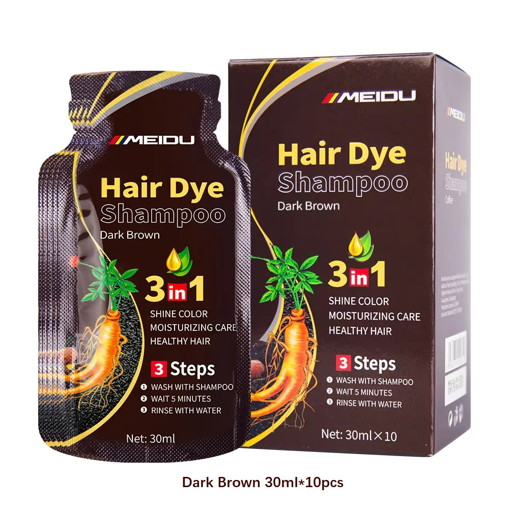 3-in-1 Natural Black Herbal Hair Dye Shampoo — Quick Color, Moisturizing & Conditioning Hair Care