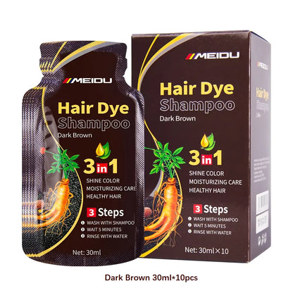 3-in-1 Natural Black Herbal Hair Dye Shampoo — Quick Color, Moisturizing & Conditioning Hair Care