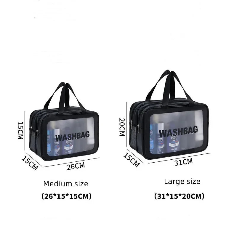 Dry-Wet Separation Travel Bag — Transparent PU Cosmetic & Gym Essentials Bag