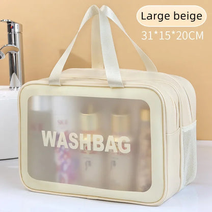 Dry-Wet Separation Travel Bag — Transparent PU Cosmetic & Gym Essentials Bag