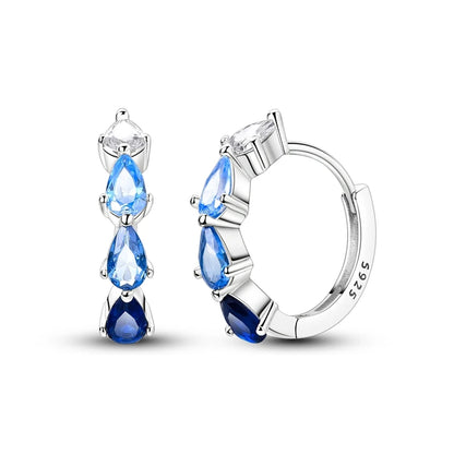 925 Sterling Silver Blue Zircon Butterfly Hoop Earrings — Colored Fine Jewelry for Women & Girls