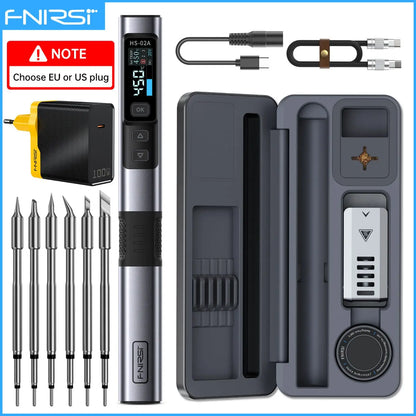 FNIRSI HS-02 Portable Soldering Iron — 100W PD, Adjustable 100-450°C Temperature & Fast Heating