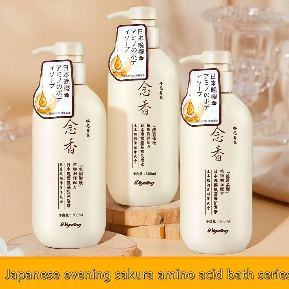 Amino Acid Japanese Evening Shampoo & Conditioner — 300ml Fragrant Hair Care for Soft, Healthy Hair