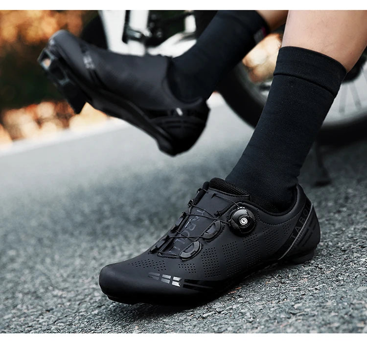 MTB Cycling Shoes with Self-Locking Cleats — Men's & Women's Road Bike Racing Bicycle Footwear
